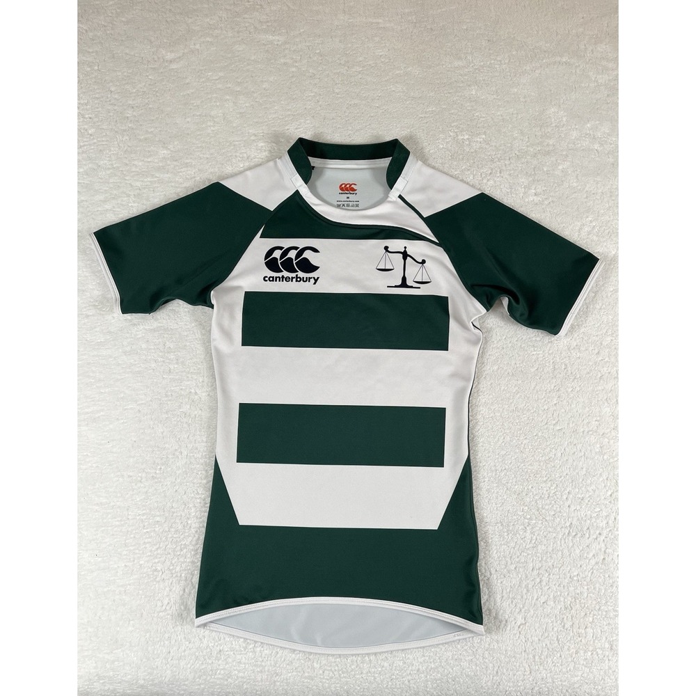 Canterbury #2 Mitchell Green White Striped Rugby Jersey Size Medium Stretch